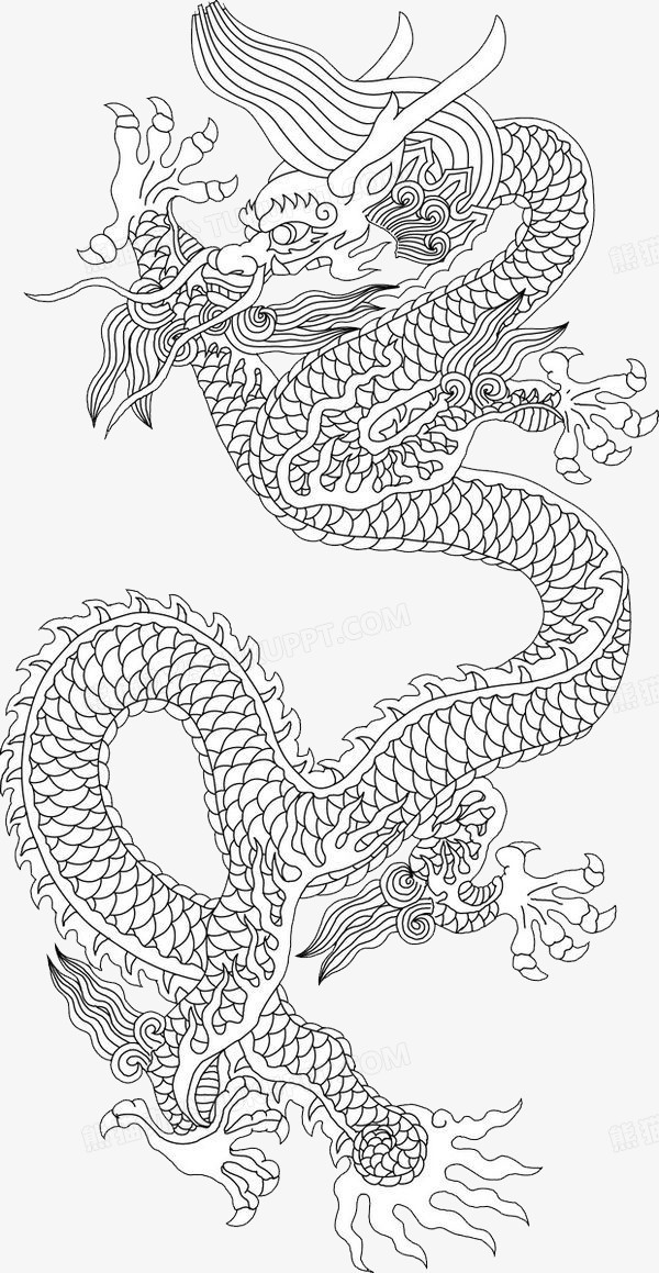 手绘中国龙png图片素材下载_手绘png_熊猫办公