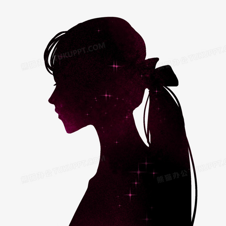 黑色女性侧脸剪影人物装饰素材
