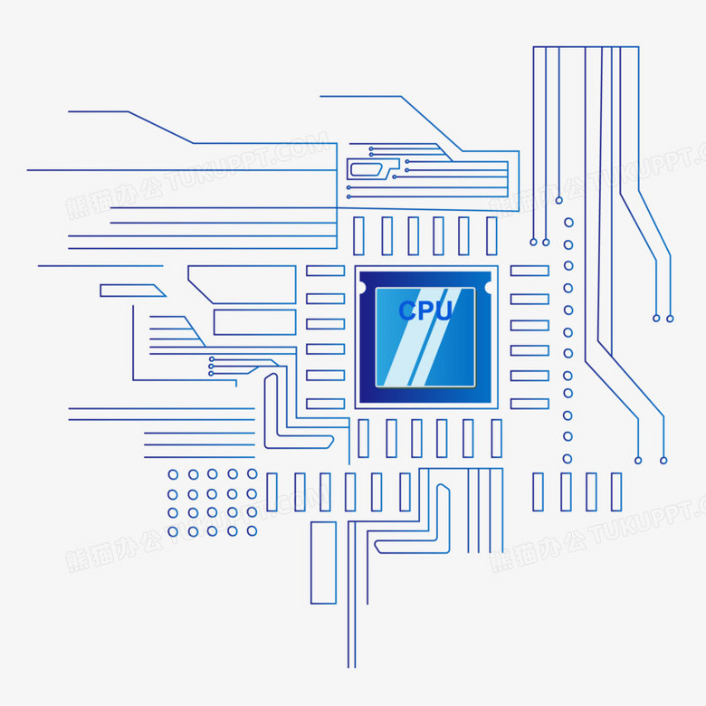 手绘矢量科技感芯片效果素材
