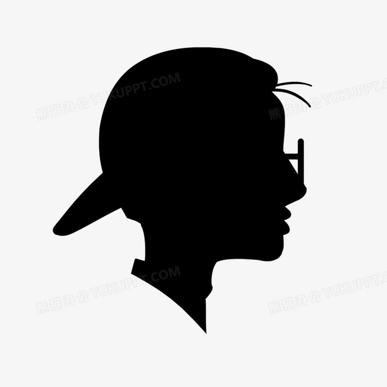 黑色男头像剪影元素