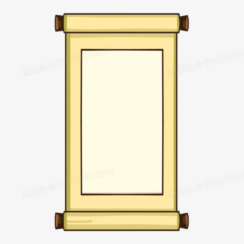 手绘竖卷轴免抠边框元素