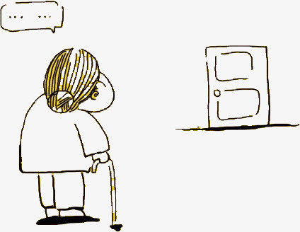 h5素材卡通手绘老奶奶回家