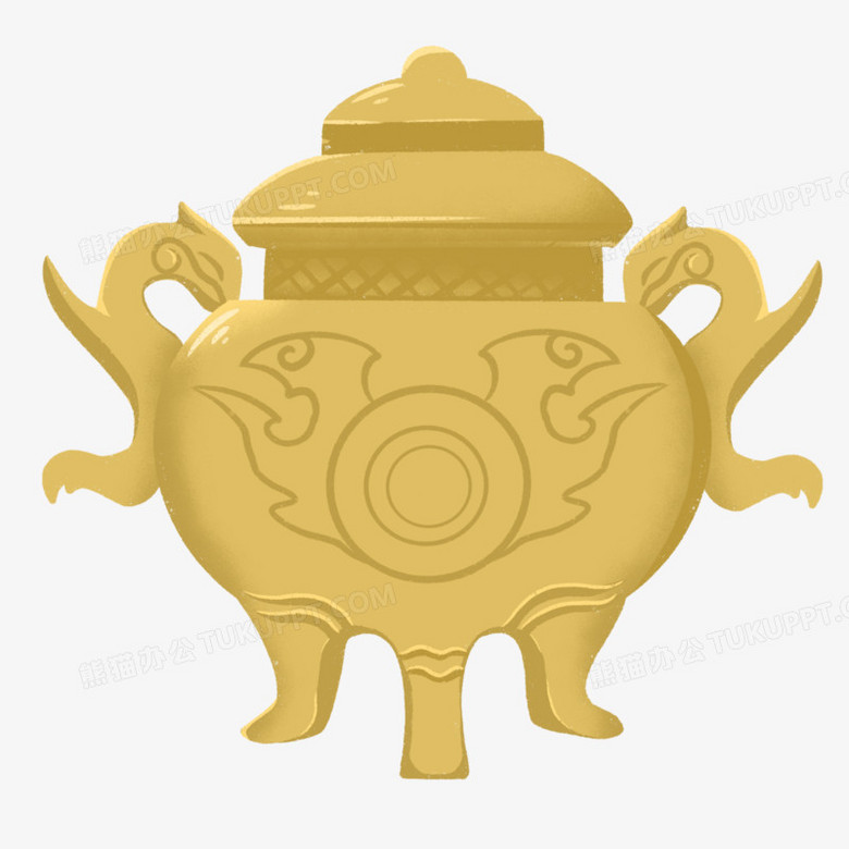 手绘古代黄色炼丹炉免抠元素