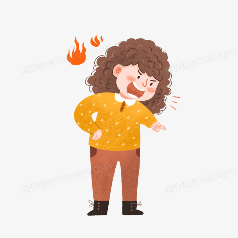 卡通手绘发火的妈妈免抠素材