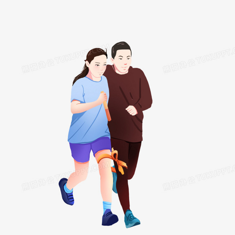 手绘两人三足活动元素