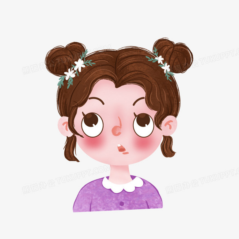 卡通手绘翻白眼的小女孩素材