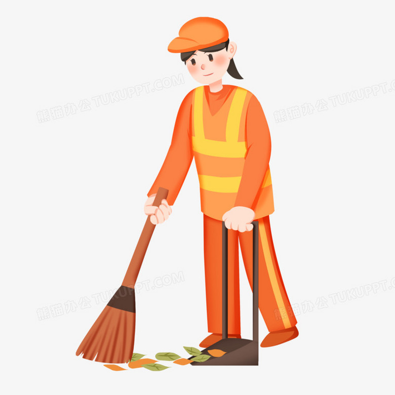 手绘卡通环卫工人阿姨免抠素材