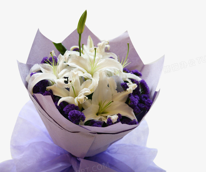 紫色包装白百合小花束png图片素材下载 包装png 熊猫办公