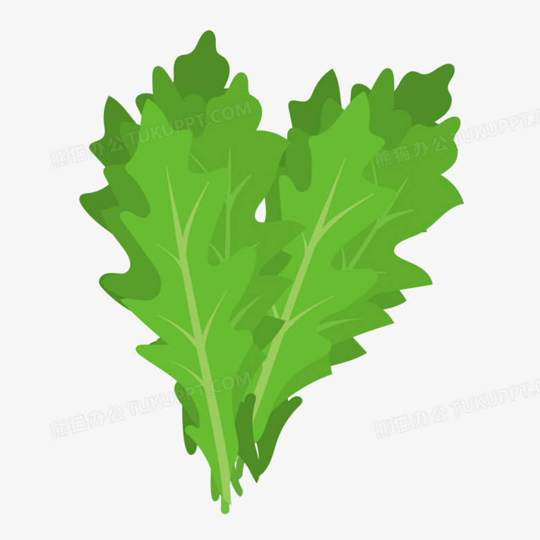 手绘绿色新鲜芥菜免抠素材