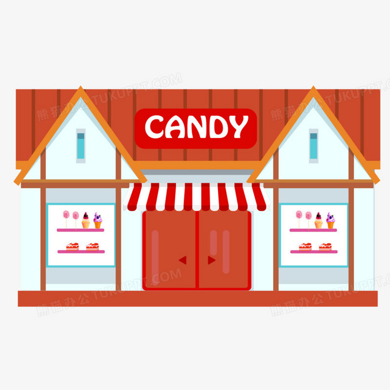 手绘矢量糖果店免抠素材