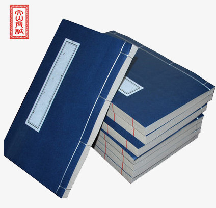 本作品全称为《红蓝色写实风一摞古代立式蓝树皮的书籍元素》,在整个