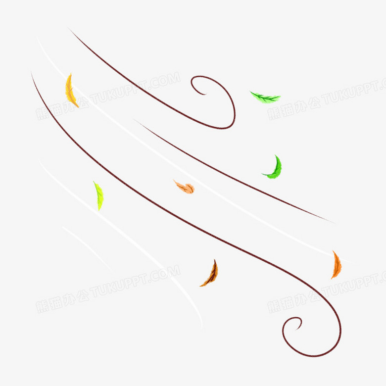 手绘被风吹落的树叶装饰元素