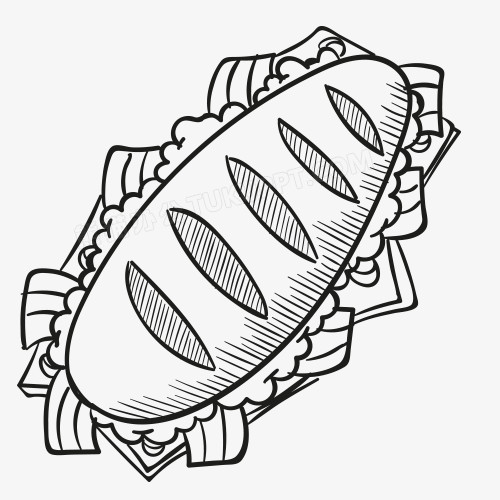 铅笔画食物汉堡包热狗快餐食物热量食物高卡路里