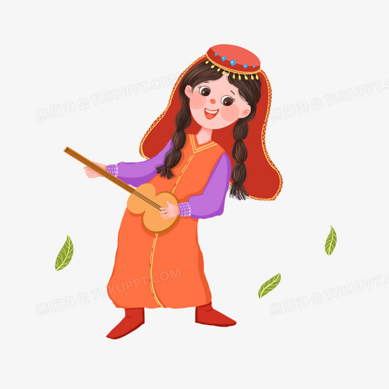 卡通手绘新疆女孩素材