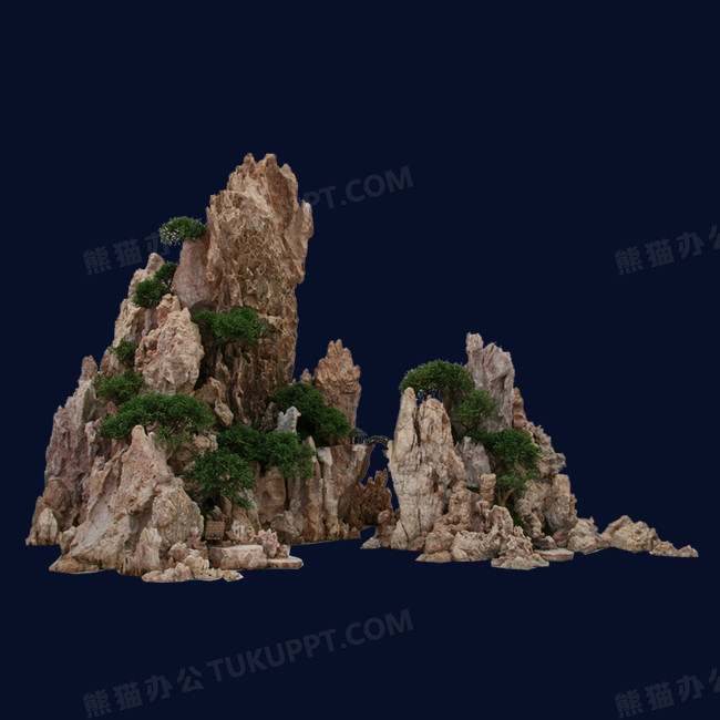 两座假山png图片素材下载_假山png_熊猫办公