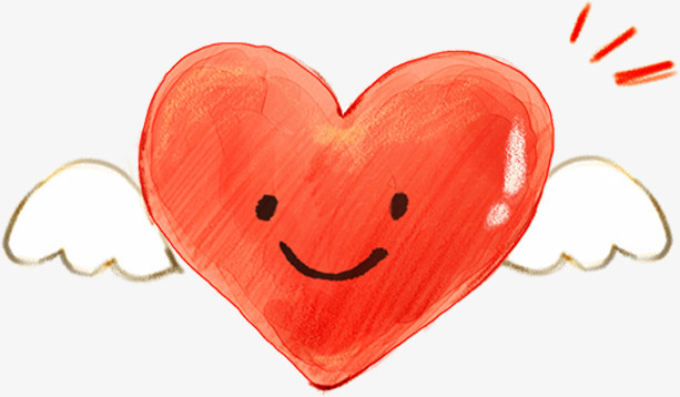 手绘红色翅膀爱心