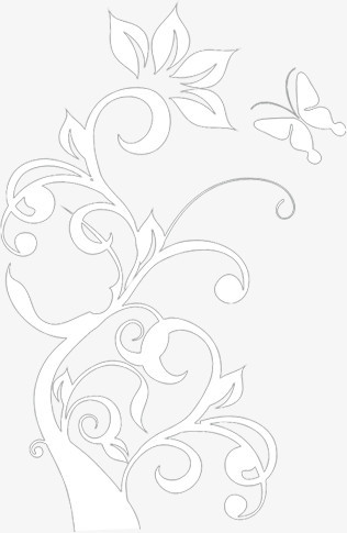 黑白简约手绘花朵蝴蝶png图片素材下载_手绘png_熊猫办公