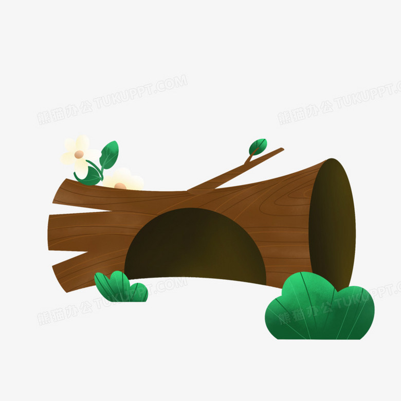 手绘扁平树洞免抠元素