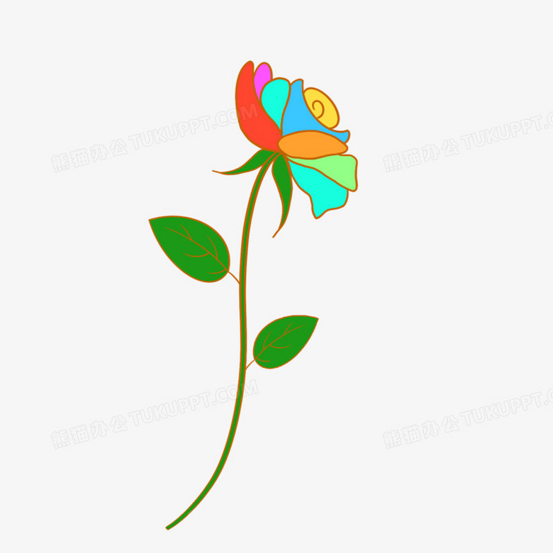 卡通七色花七彩花png图片素材下载 卡通png 熊猫办公