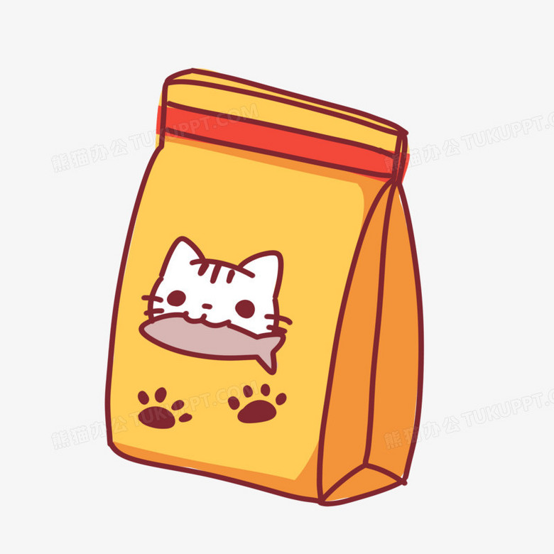 手绘卡通宠物用品猫粮免抠素材