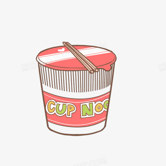 手绘粉色可爱方便面