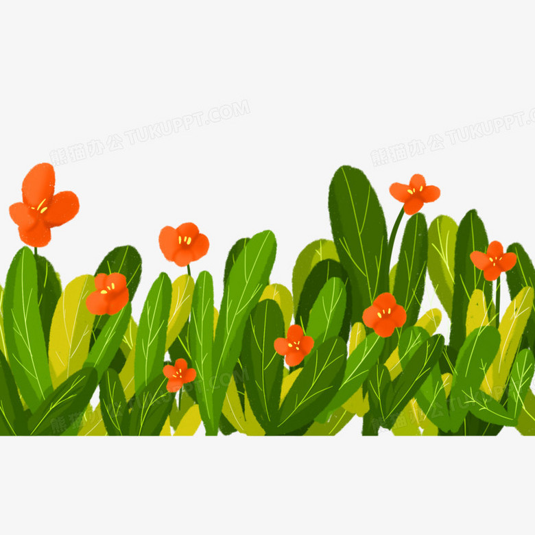 卡通手绘植物花丛草丛装饰png图片素材下载