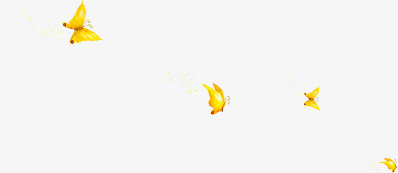 手绘黄色蝴蝶白底图