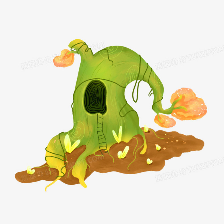 卡通手绘树洞元素