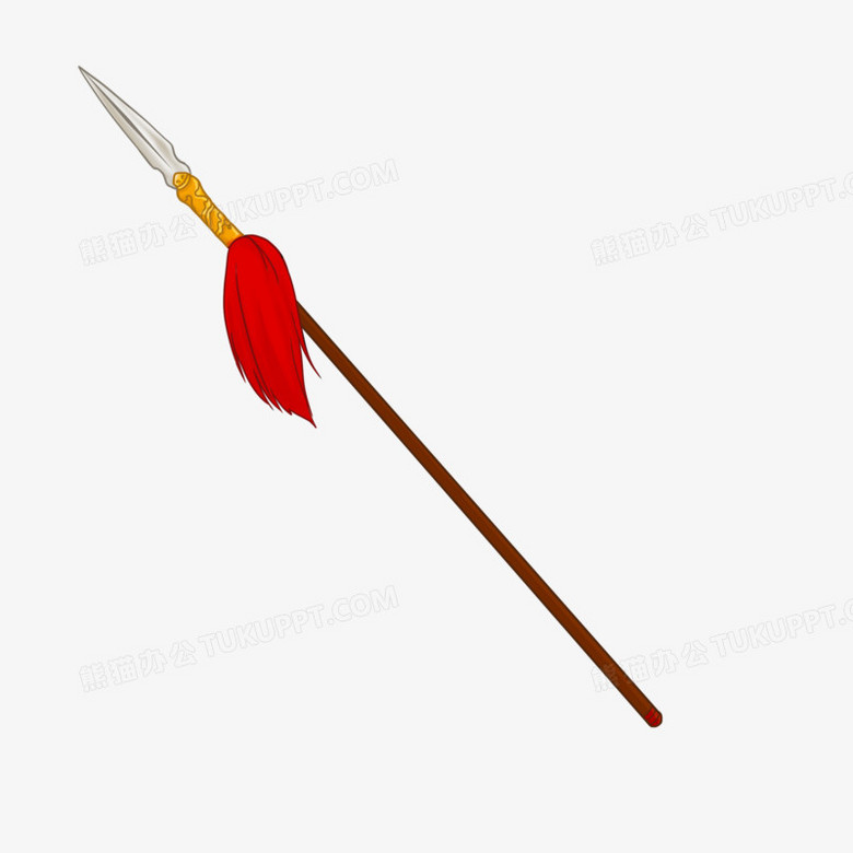 卡通手绘古代战争武器红缨枪素材