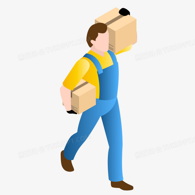 手绘矢量搬运工人卸货素材