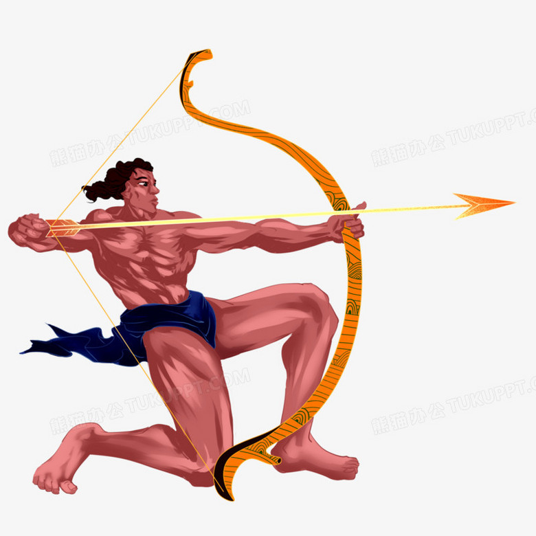 卡通手绘神话故事后羿射日元素