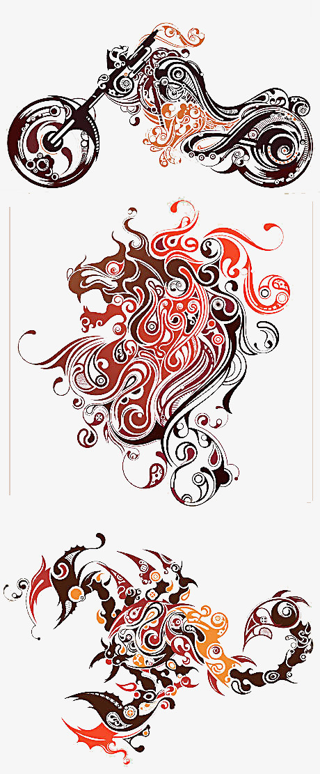 4款龙纹创意潮流纹样矢量素材