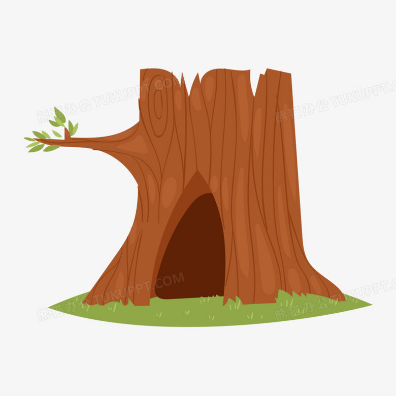 手绘卡通树洞矢量素材
