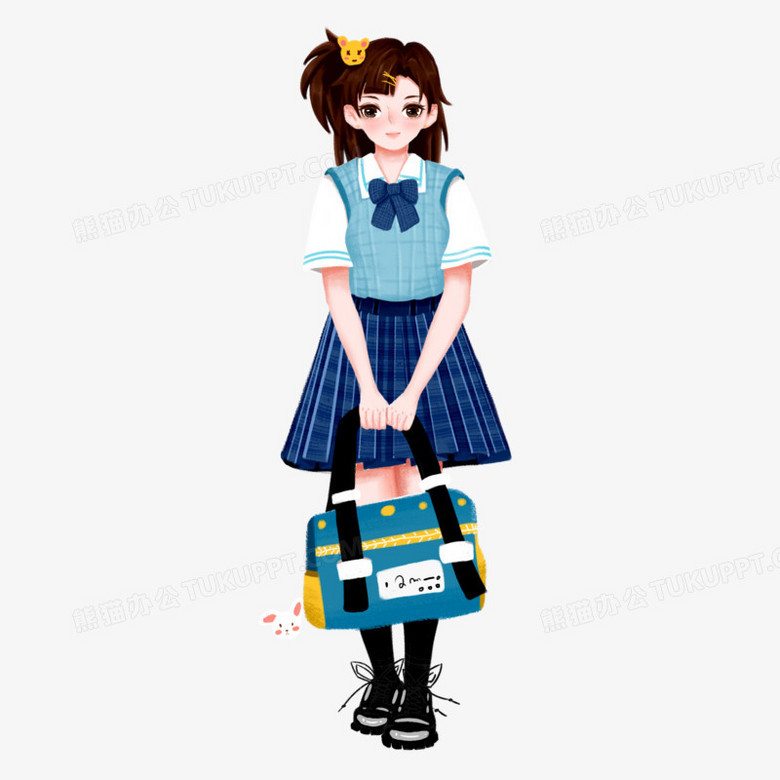 卡通手绘jk制服女生素材