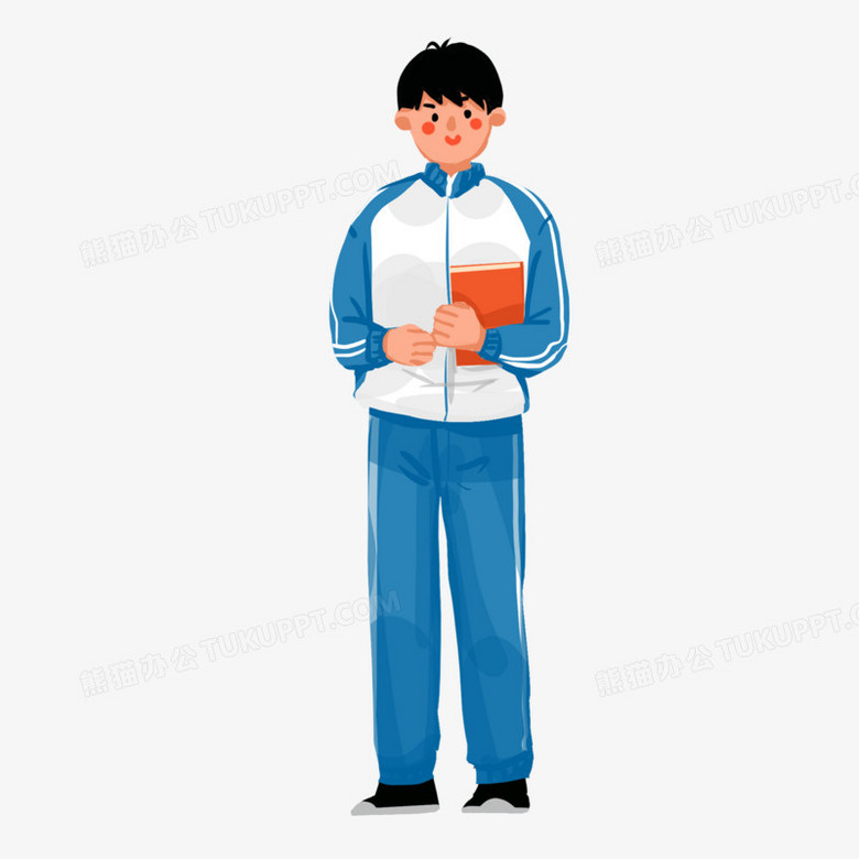 手绘穿校服男高中生插画元素