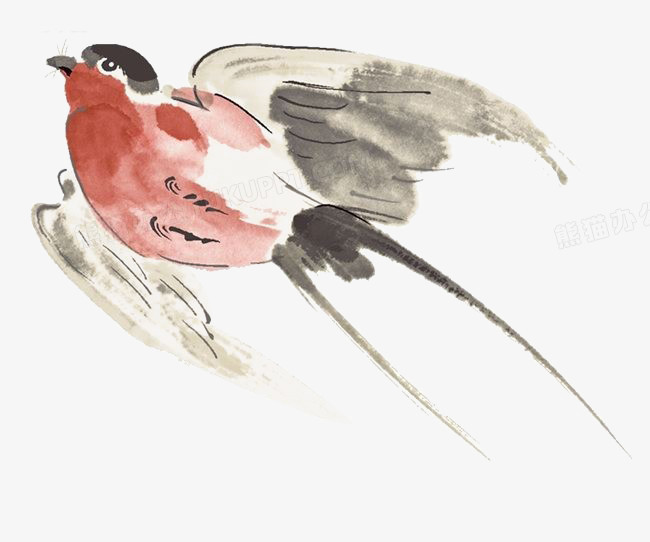 水彩手绘飞鸟素材