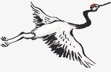 手绘黑色水墨仙鹤png图片素材下载_手绘png_熊猫办公