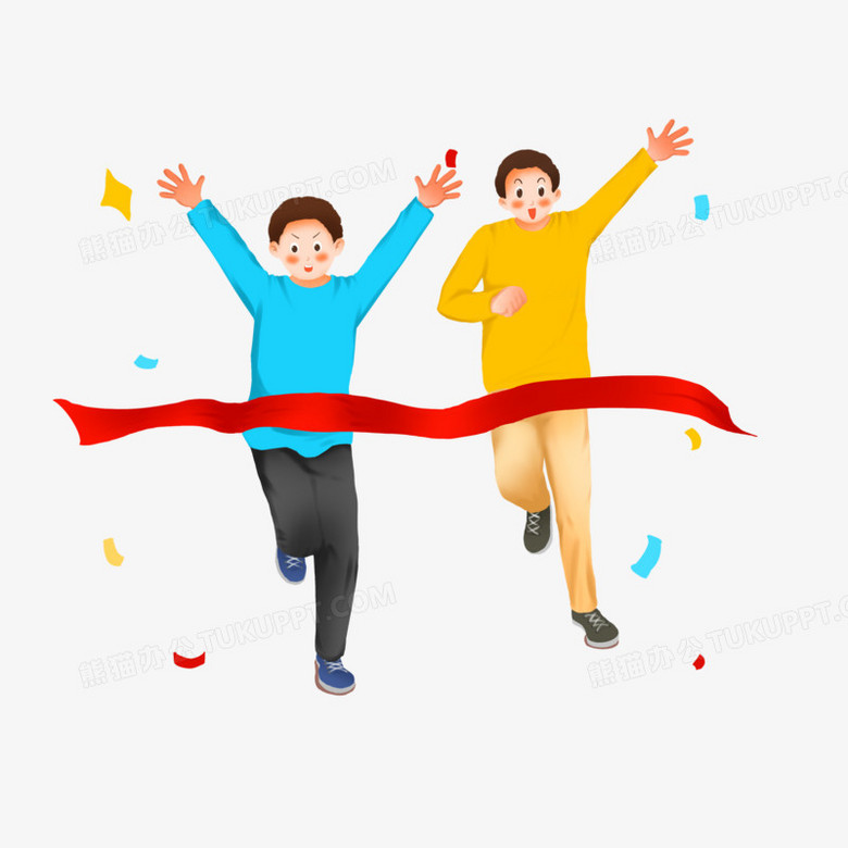 本作品全称为《卡通手绘双人跑步冲刺终点元素》,由迷南文化传媒(上海