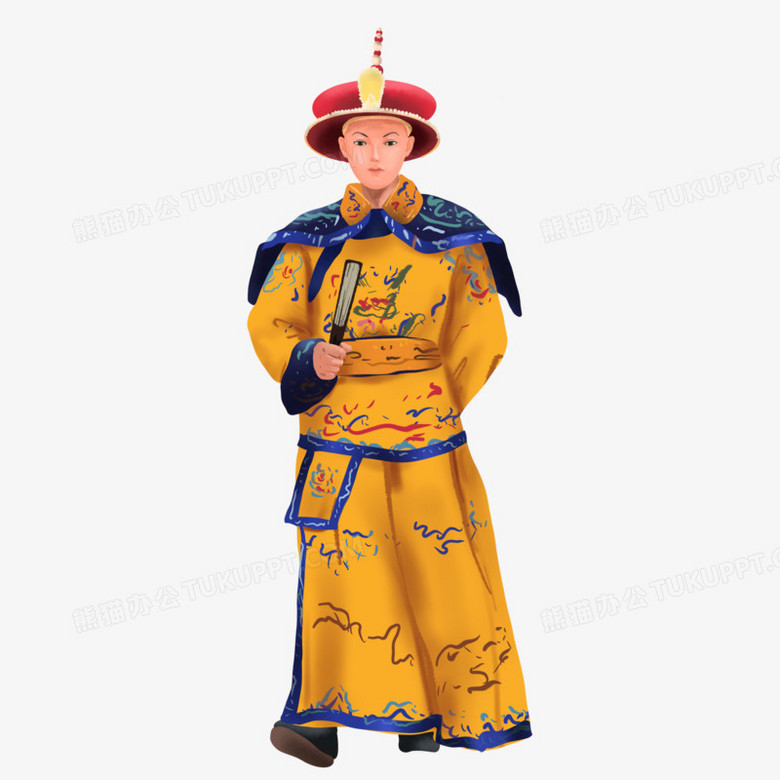 手绘插画风古代皇帝免抠元素