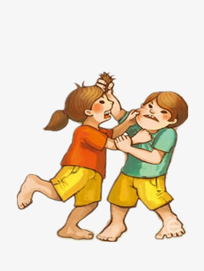 两个打架的小孩