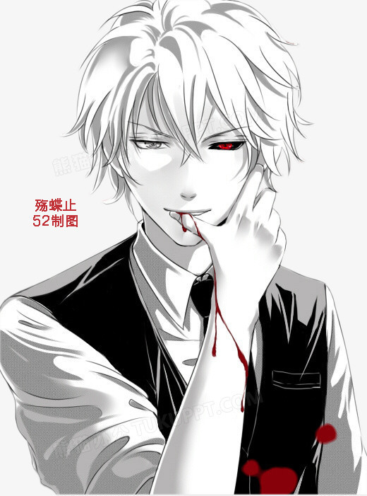 白色头发漫画男生png图片素材下载_白色png_熊猫办公