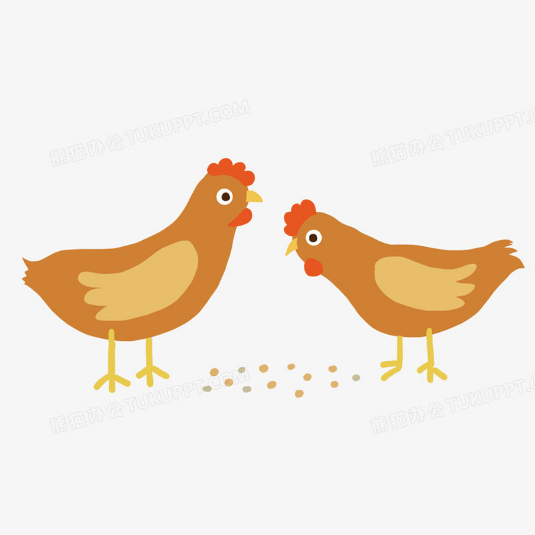 手绘卡通小鸡啄米养鸡元素