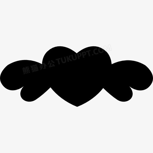 黑色翅膀的心形状图标