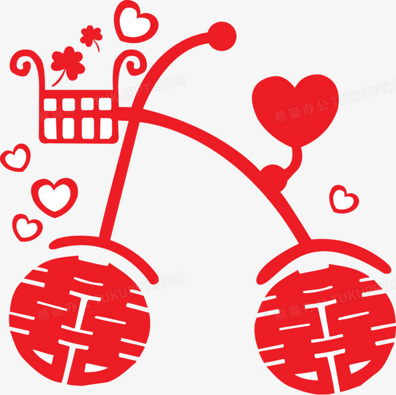卡通红色自行车png图片素材下载_红色png_熊猫办公