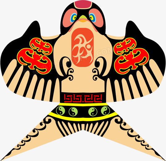 春天黄黑色手绘风筝png图片素材下载_风筝png_熊猫办公