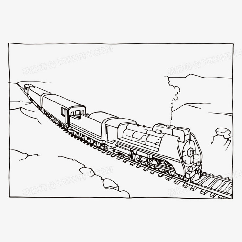 火车手绘侧面图片