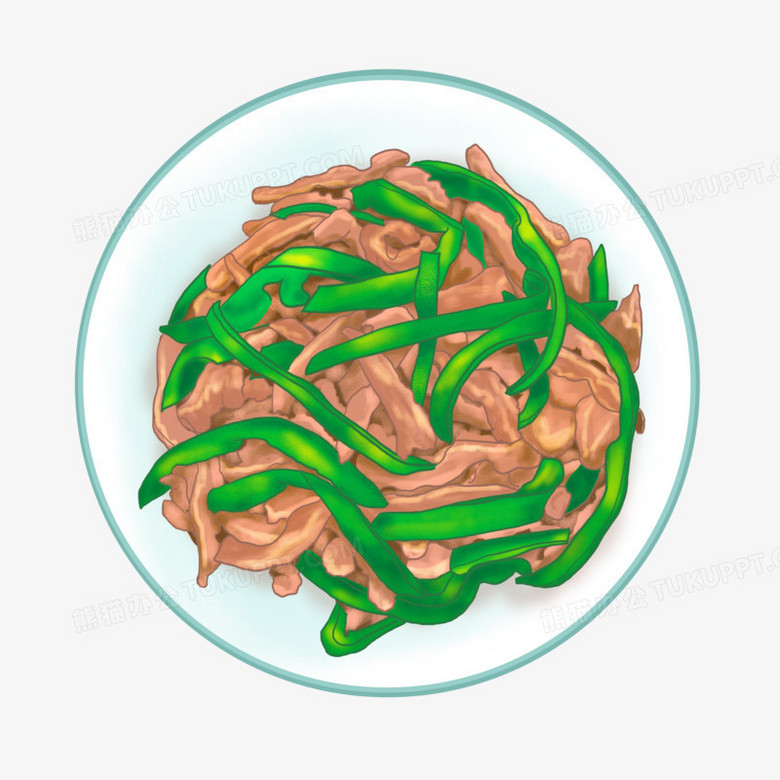 本作品全稱為《卡通手繪青椒炒肉家常菜元素》,由迷南文化傳媒(上海)