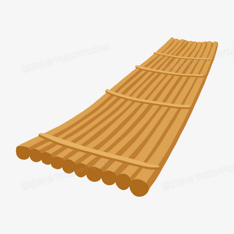 简约手绘扁平风竹筏素材