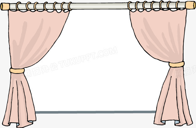 卡通粉色窗帘矢量