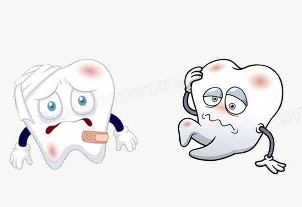 在整个配色上使用白色作为基础色调,设计了坏掉的牙齿,卡通效果的展现